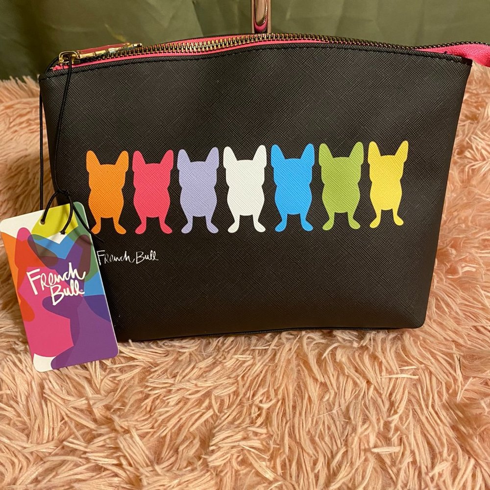 French Bull Multi Dog Cosmetic Bag - Black